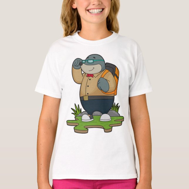 Mole som Hiker med ryggsäck T Shirt (Framsida)