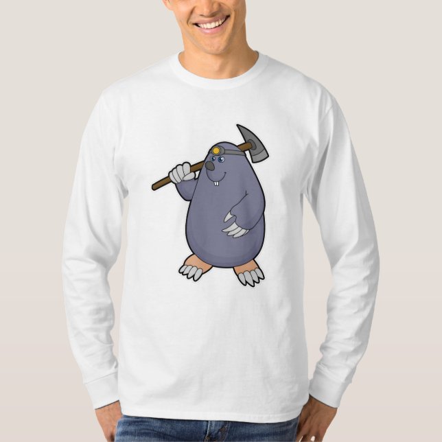 Mole som jordbrukare med Pickaxe och Spotlight T Shirt (Framsida)