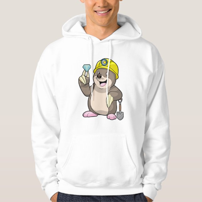 Mole som Miner med Shovel & Diamond Hoodie (Framsida)