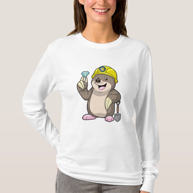 Mole som Miner med Shovel & Diamond T Shirt (Framsida)