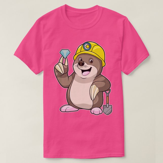 Mole som Miner med Shovel Diamond T Shirt (Design framsida)