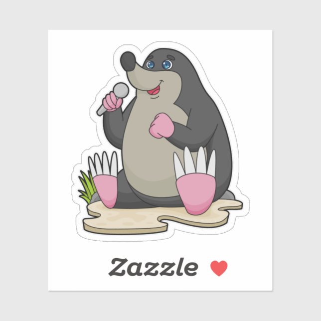 Mole som singer med mikrofon klistermärken (Ark)