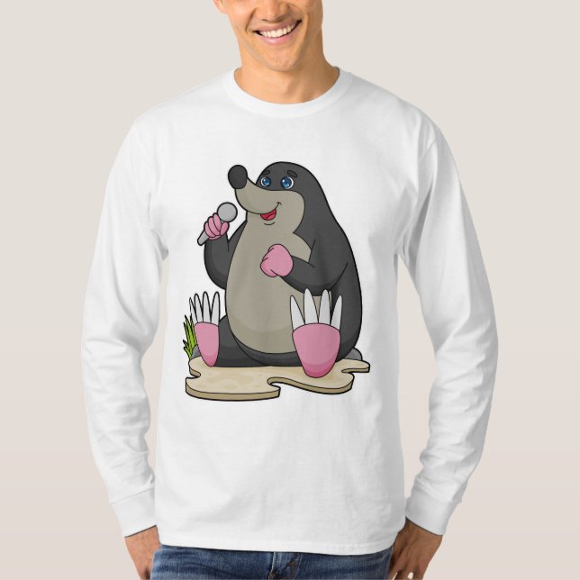 Mole som singer med mikrofon t shirt (Framsida)