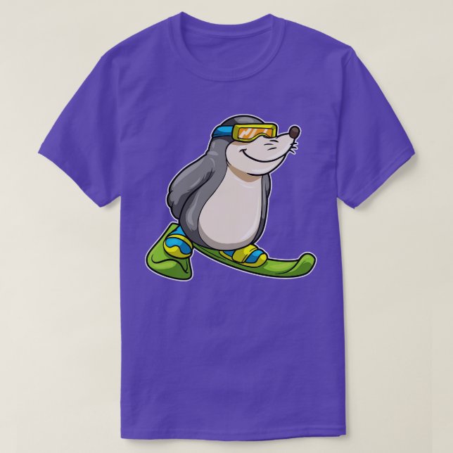 Mole som Skier med Skis Ski-glasögon T Shirt (Design framsida)