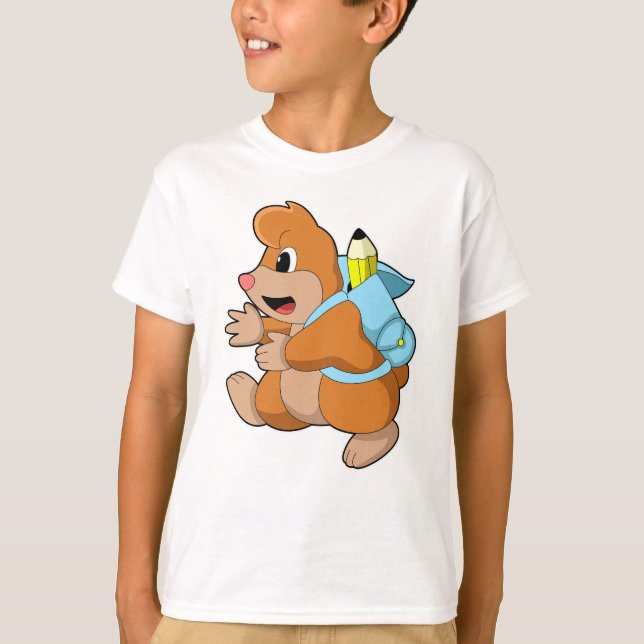 Mole som Student med ryggsäck T Shirt (Framsida)