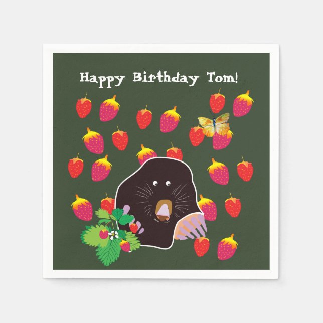 Mole Vår Strawbär Anpassningsbar Pappersservett (Framsidan)