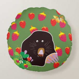 Mole Vår Strawbär Rund Kudde