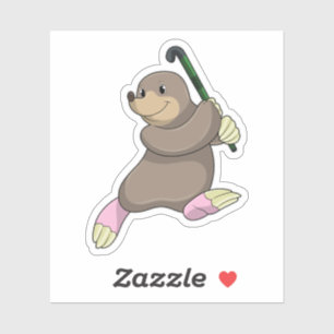 Mole vid Hockey med Hockey fladdermus Klistermärken