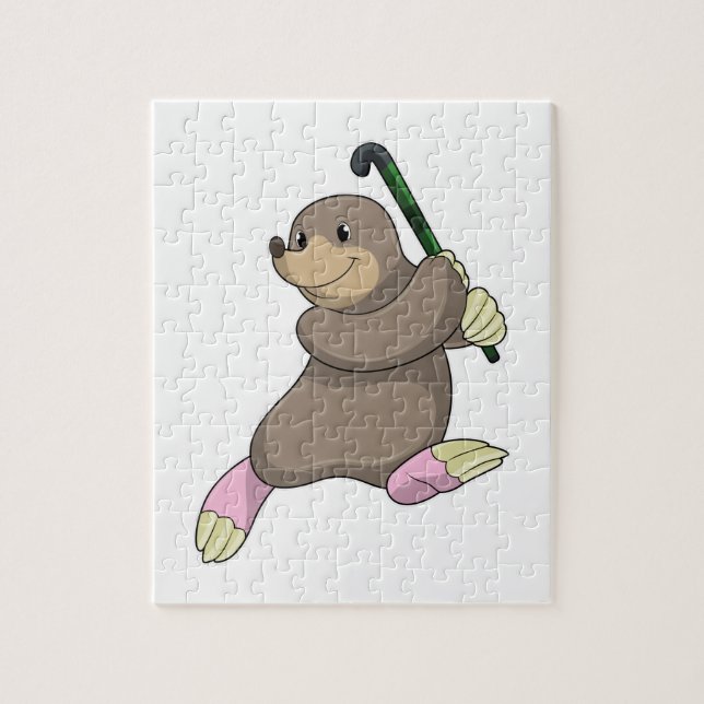 Mole vid Hockey med Hockey fladdermus Pussel (Vertikal)