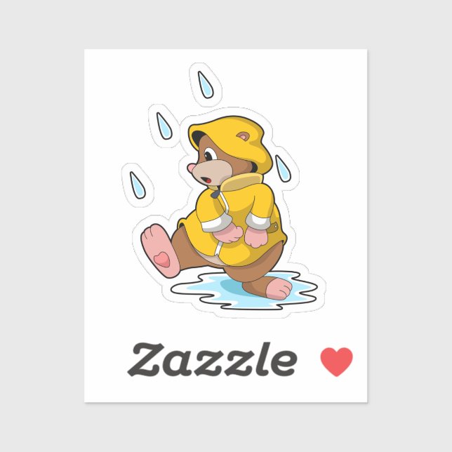 Mole vid Rain med Raindros Klistermärken (Ark)