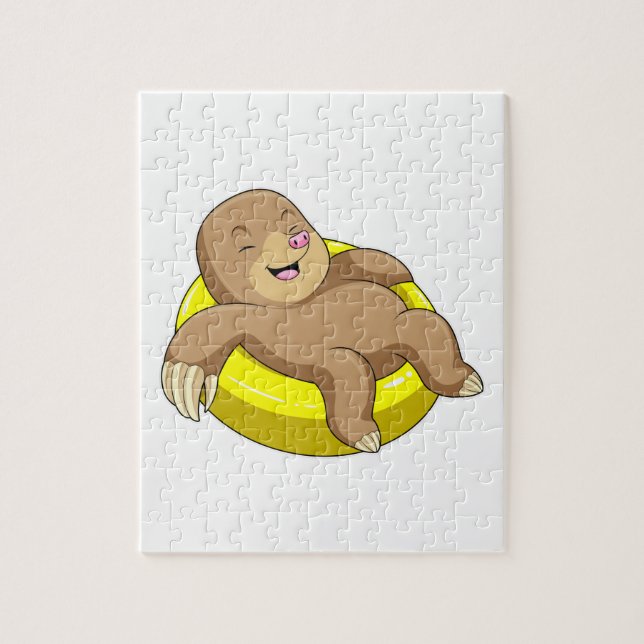 Mole vid simning med livboj pussel (Vertikal)