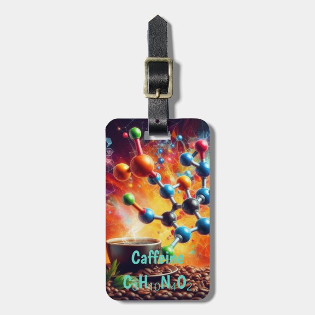 Molecular Caffeine Structure - Science Art Coffee Bagagebricka (Vertikal Framsida)