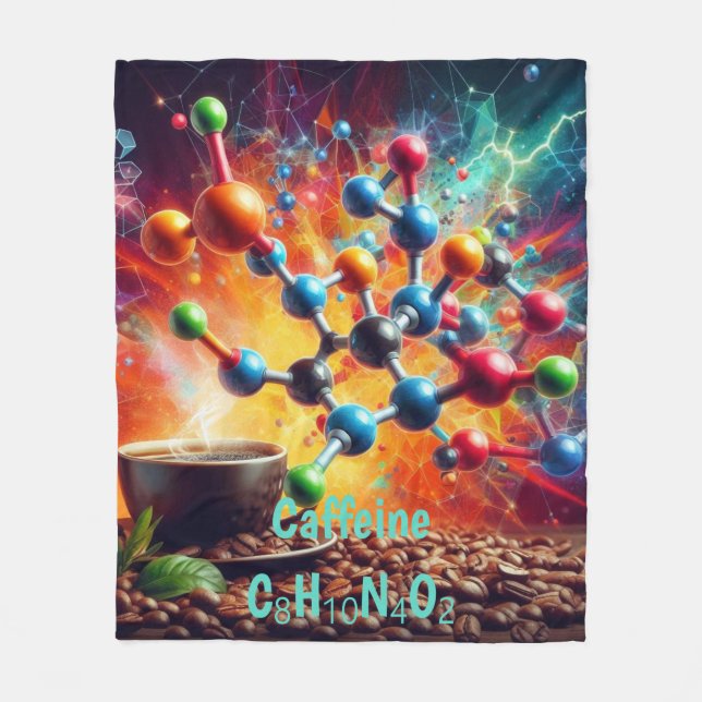 Molecular Caffeine Structure - Science Art Coffee Fleecefilt (Framsidan)