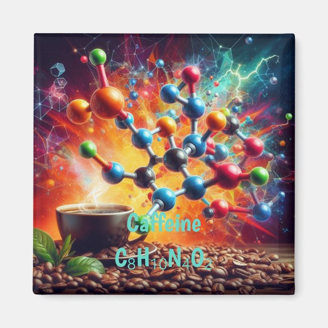 Molecular Caffeine Structure - Science Art Coffee Magnet (Framsidan)