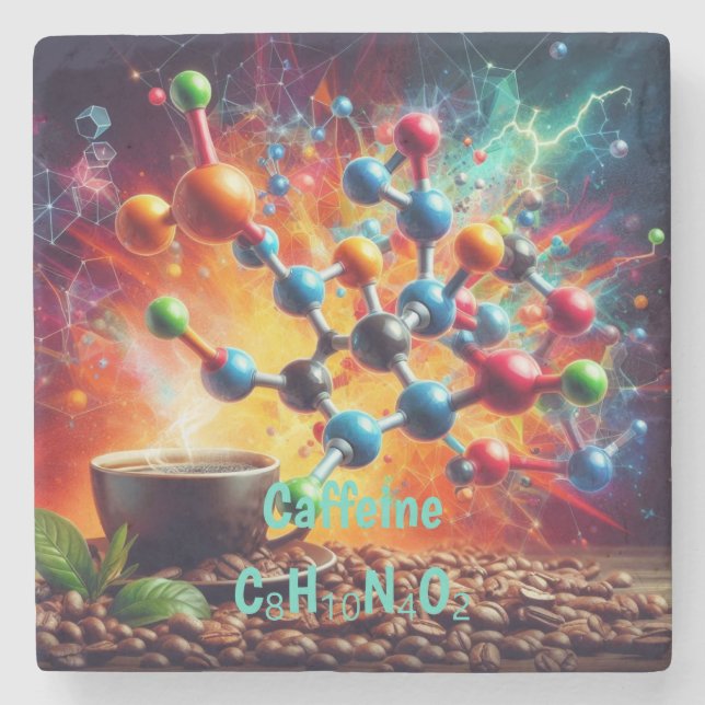 Molecular Caffeine Structure - Science Art Coffee Stenunderlägg (Framsidan)