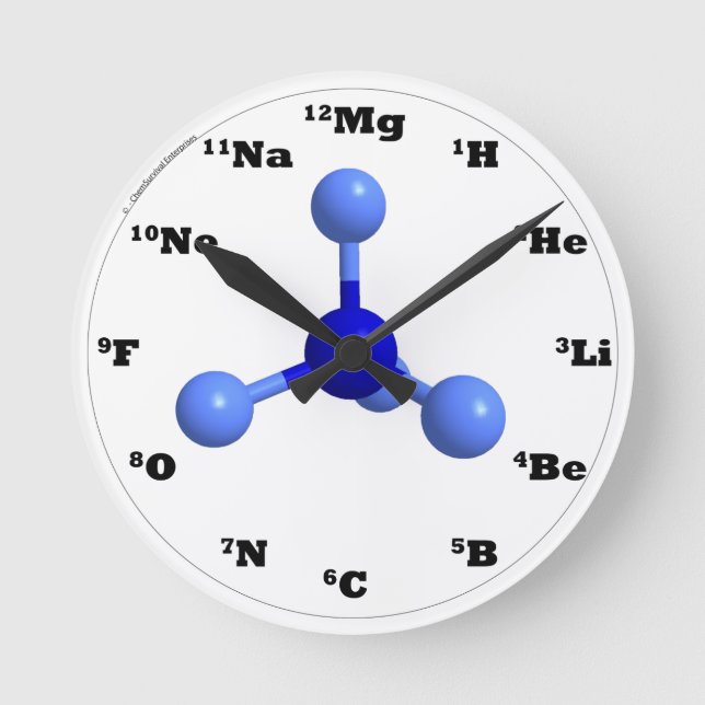 Molecule Clock - Blue Rund Klocka (Framsida)
