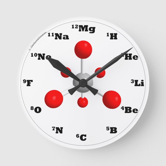 Molecule Clock - Red Rund Klocka (Framsida)