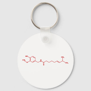 Molekylär kemisk formel för ChiliCapsaicin Nyckelring