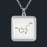 Molekylär kemisk formel för Serotonin Silverpläterat Halsband<br><div class="desc">Sammansättning för kemisk Skeletal strukturell formel för Serotoninmolekyl~ organisk.

JordklotTrotters specialiserar i idiosyncratic bildspråk från runt om jordklotet. Här ska du unika hälsningkort för fynd,  vykort,  affischer,  Mousepads och mer.</div>