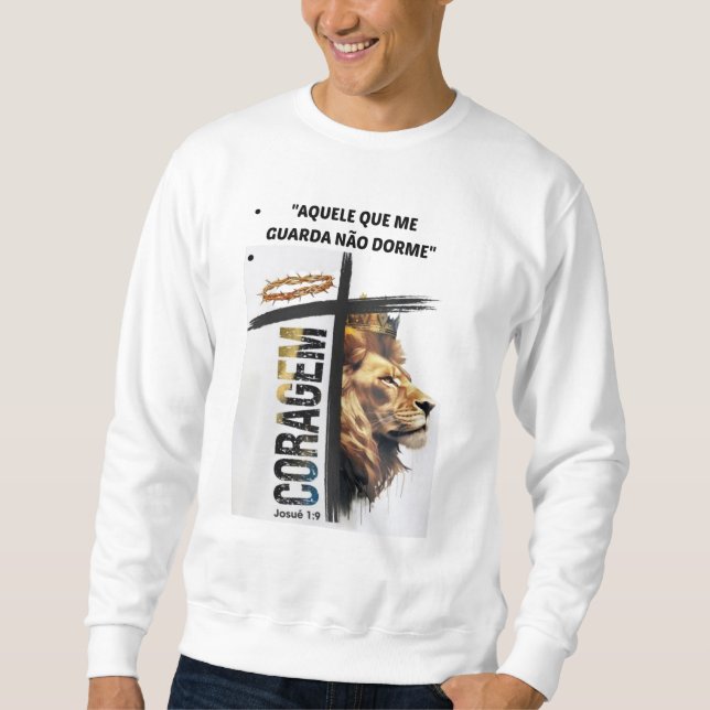 Moletom  "Aquele que me guarda não dorme" Lång Ärmad Tröja (Framsida)