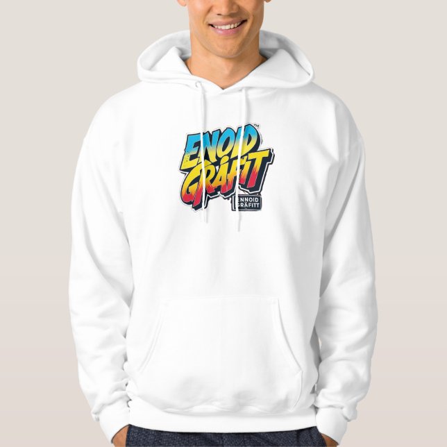Moletom branco ENNOID GRÁFITT logo colorido  Hoodie (Framsida)