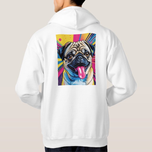 Moletom com desenho de pug em pop art 01 hoodie (Baksida)