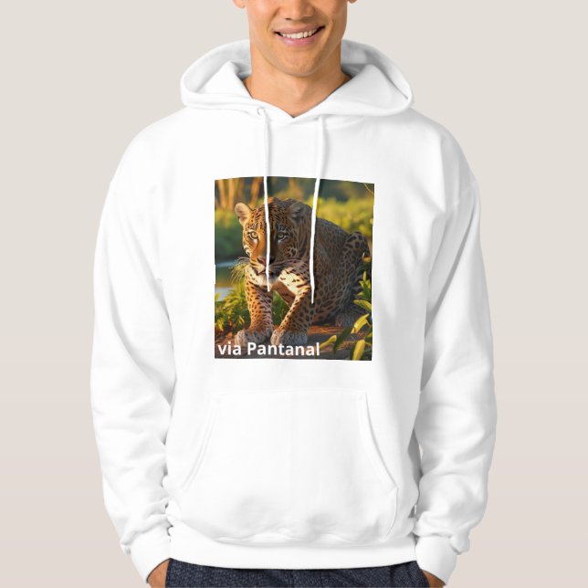 Moletom Masculino Básico com Capuz Onça Pintada Hoodie (Framsida)
