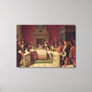 Moliere som äter middag med Louis XIV 1857 Canvastryck