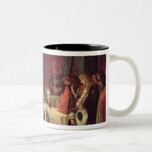 Moliere som äter middag med Louis XIV 1857 Två-Tonad Mugg