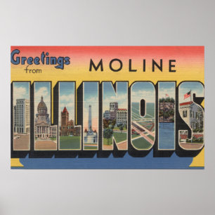 Moline Illinois - stora brevplatser Poster