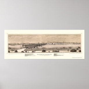 Moline panorama- karta för IL - 1873 Poster