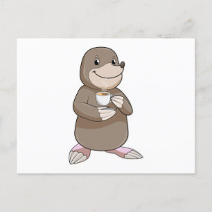 Moll med kaffekopp vykort