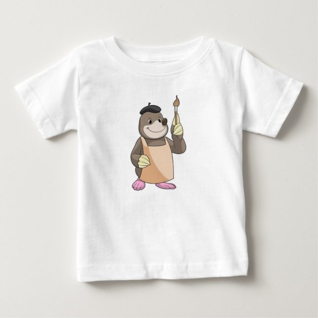 Moll som målare med pensel t shirt (Framsida)
