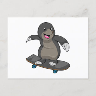 Moll som skateboardåkare med skateboard vykort