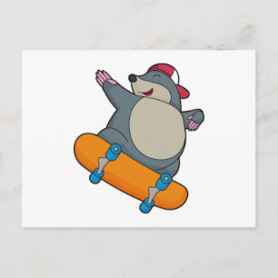 Moll som skridskoåkare med skateboard vykort