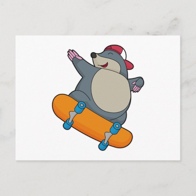 Moll som skridskoåkare med skateboard vykort (Framsida)