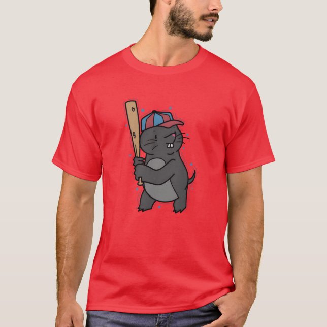 Moll spelar Baseball Djur Högen present T Shirt (Framsida)