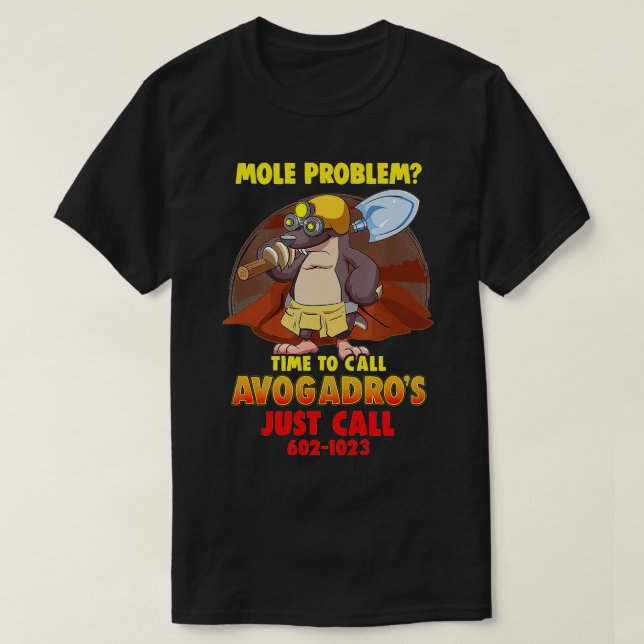 Molldag för gles problemkemi Avogadros nummer T Shirt (Design framsida)