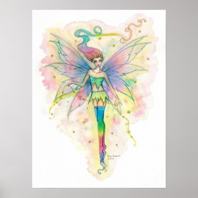 Mollison Harrisons färglösa Fairy Art Print Poster (Framsidan)