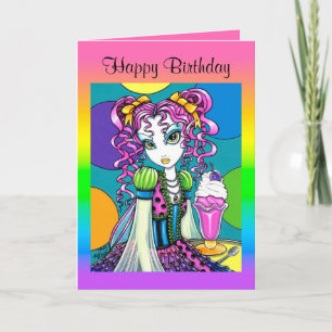 "Molly" Cute Rainbow Soda Shop Fairy Card Kort