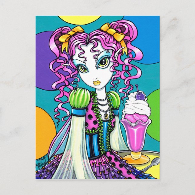 "Molly" Cute Rainbow Soda Shop Fairy Postcard Vykort (Framsida)
