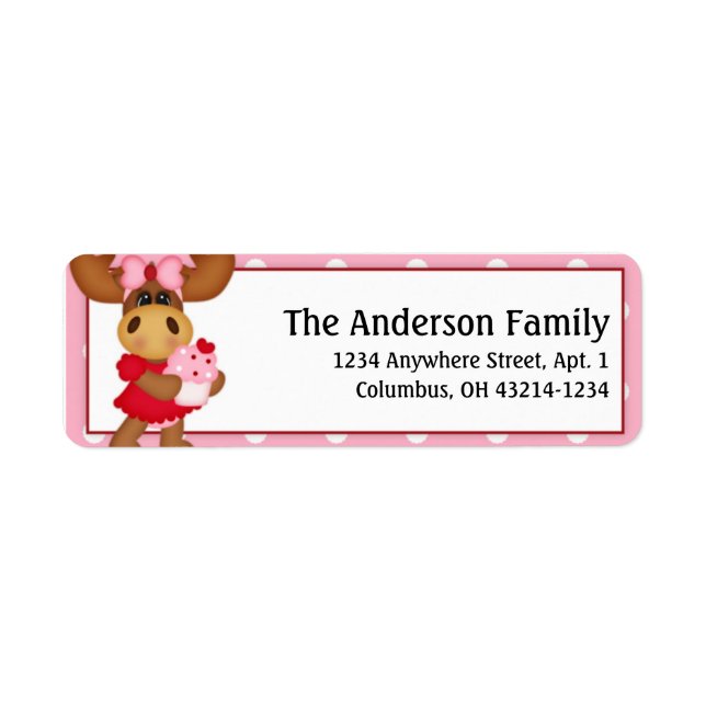 Molly Moose Valentine Day Adressetiketters d3 Returadress Etikett (Framsidan)