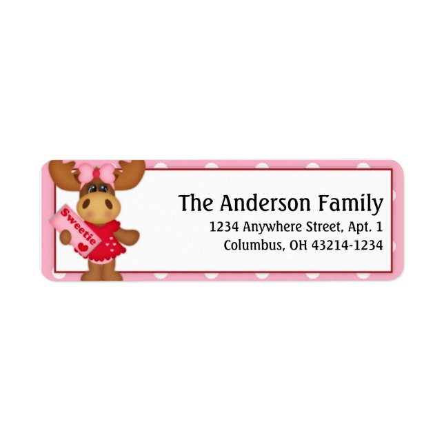 Molly Moose Valentine Day Adressetiketters d4 Returadress Etikett (Framsidan)