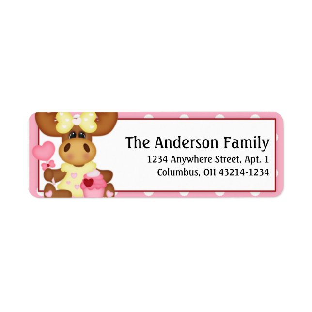 Molly Moose Valentine Day Adressetiketters d6 Returadress Etikett (Framsidan)