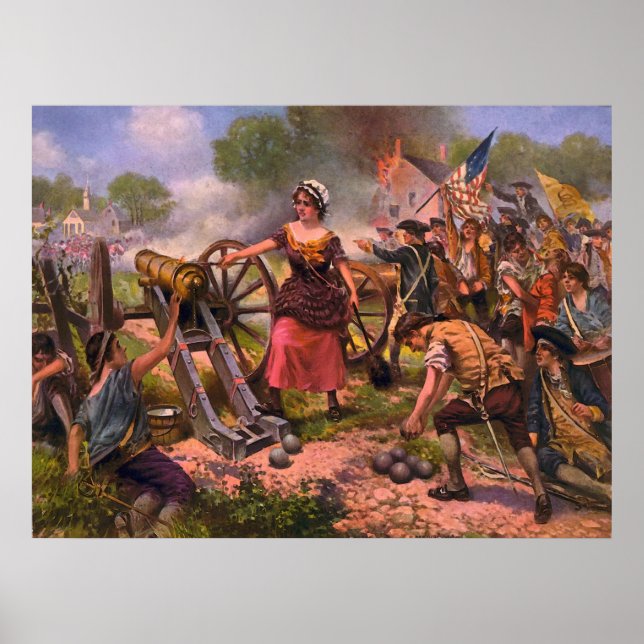 Molly Pitcher Firing Cannon i slaget vid Monmouth Poster (Framsidan)