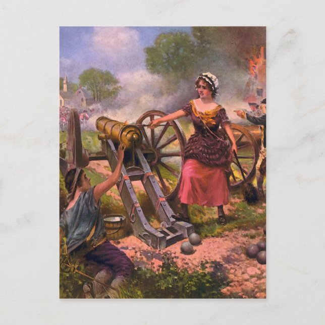 Molly Pitcher Firing Cannon i slaget vid Monmouth Vykort (Framsida)