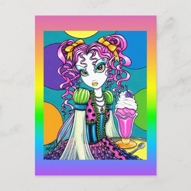 "Molly" Rainbow Soda Shop Couture Fairy Postcard Vykort (Framsida)