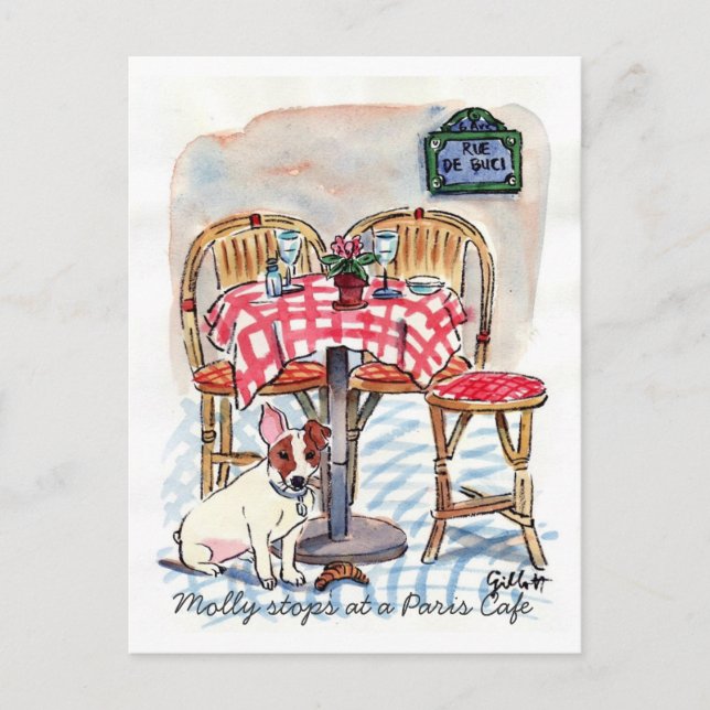 Molly stannar på en Paris-café Postkort Vykort (Framsida)