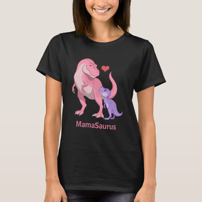 MollySaurus Rosa T-Rex och Lila Baby Dinosaur T Shirt (Framsida)