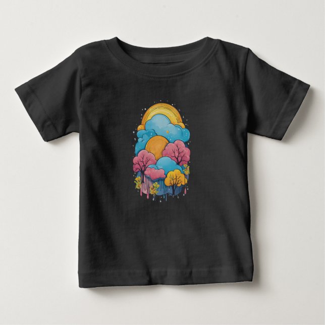 Moln 23 regn, regnbåge, färg, lysande moln t shirt (Framsida)